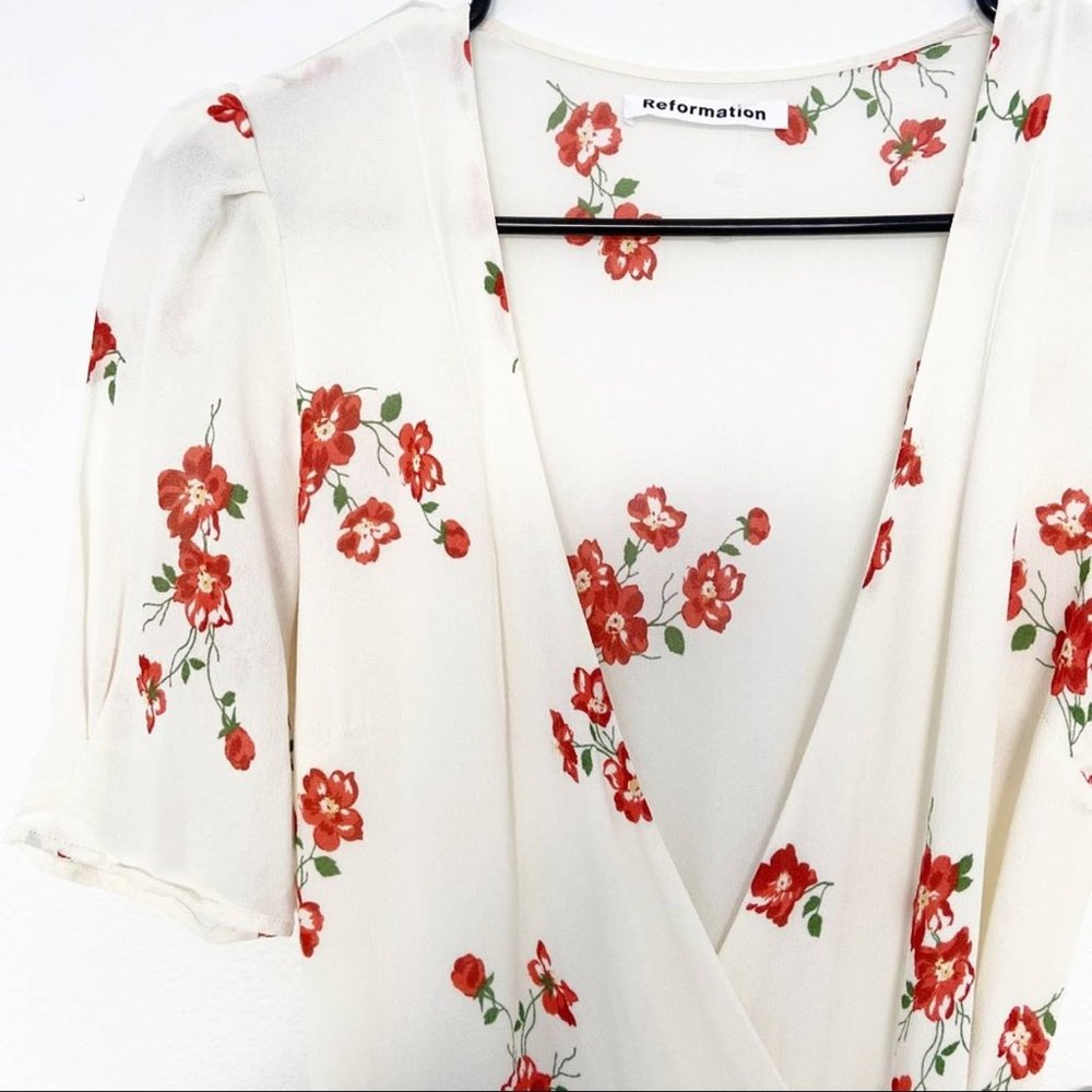Last Chance REFORMATION Lucky Floral Dress White Size Small - Picture 5 of 8